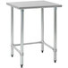 A Eagle Group stainless steel work table with an open metal base.