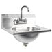 A stainless steel Eagle Group hand sink with a gooseneck faucet over a counter.