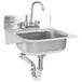 A stainless steel Eagle Group hand sink with a gooseneck faucet and drain.