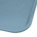A Carlisle slate blue plastic fast food tray with a square design.