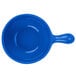 A Tablecraft cobalt blue cast aluminum bowl with a handle.