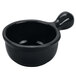 A black Tablecraft metal bowl with a handle.