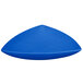 A cobalt blue triangular cast aluminum display bowl.