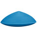 A sky blue triangular cast aluminum display bowl.