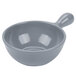 A gray Tablecraft soup bowl with a handle.