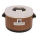 A brown and white Town sushi rice container with a lid with a woodgrain finish.