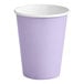 A Creative Converting Luscious Lavender paper hot cup with a white rim.