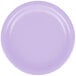 A purple paper plate on a white background.