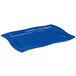 A blue rectangular Tablecraft platter with a handle.