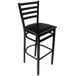 BFM Seating 2160BBLV-SB Lima Sand Black Steel Bar Height Chair with 2 inch Black Vinyl Seat
