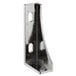 An Avantco stainless steel top left hinge bracket with holes.