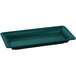 A Tablecraft rectangular cast aluminum tray with a hunter green bottom.