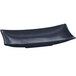 A black rectangular Tablecraft cast aluminum platter with a curved edge.