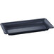 A black rectangular cast aluminum platter with blue speckles and a black handle.