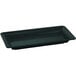 A black rectangular Tablecraft cast aluminum platter with green speckle inside.