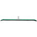 A green and black Unger curved floor squeegee with a metal handle.