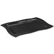 A black rectangular Tablecraft cast aluminum platter with a curved edge.