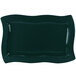 A hunter green rectangular cast aluminum platter with wavy edges.