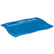 A Tablecraft sky blue rectangular cast aluminum platter with a wavy edge.