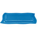 A sky blue rectangular platter with a wavy edge.