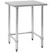 A Eagle Group stainless steel work table with a metal base.