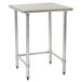 A Eagle Group stainless steel work table with metal legs.