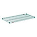 A green wire shelf measuring 21 inches by 42 inches.