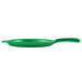 A green Tablecraft cast aluminum pizza tray with a handle.