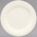 A white plate with a white rim.