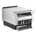 A large square silver and black Hatco TQ-1800H conveyor toaster with a rack on top.