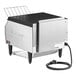 A black and silver Hatco Toast Qwik conveyor toaster with a cord attached.