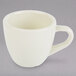 A white melamine espresso cup with a handle.