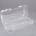 A Durable Packaging clear hinged lid plastic container.