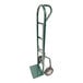 A green Harper steel hand truck with black wheels and a loop handle.