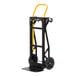 A black and yellow Harper hand truck with wheels.