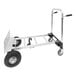 A silver Harper metal hand truck with black wheels and a dual pin handle.