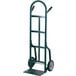 A green Harper steel hand truck with wheels and handles.