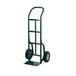 A green Harper hand truck with black wheels.