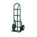 A green Harper steel hand truck with balloon cushion wheels.