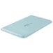 A white rectangular Cambro tray with a sky blue bottom.