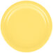 A close-up of a yellow Creative Converting paper plate.