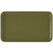 A rectangular olive green Cambro tray with a white border.