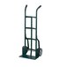 A green metal Harper hand truck with 8" x 2" rubber wheels.