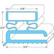 A diagram of a blue rubber strip with dimensions.