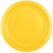 A close-up of a yellow paper plate.