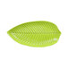 A green leaf shaped melamine platter.