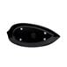 A black oval Elite Global Solutions melamine platter with white leaf designs.