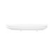 A white Elite Global Solutions Tropicana leaf melamine platter with a white handle.