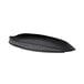 A black plate with a leaf pattern shaped like a black leaf.