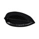 A black melamine platter with a leaf pattern.
